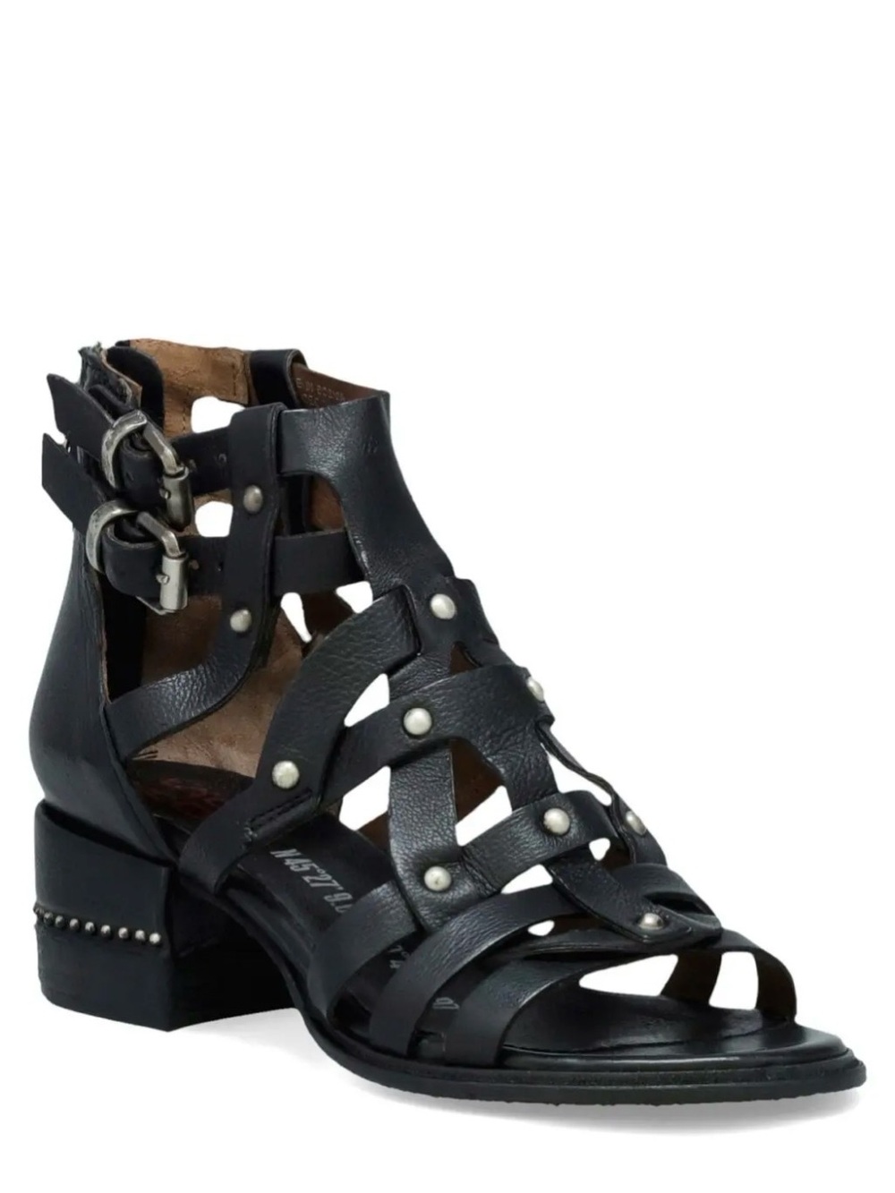 A.S.98 Maeve Studded Leather Gladiator Sandals in Smoke (gray). Size 39 (9)